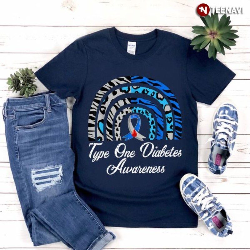 T1D Awareness Shirt, Rainbow Type One Diabetes Awareness