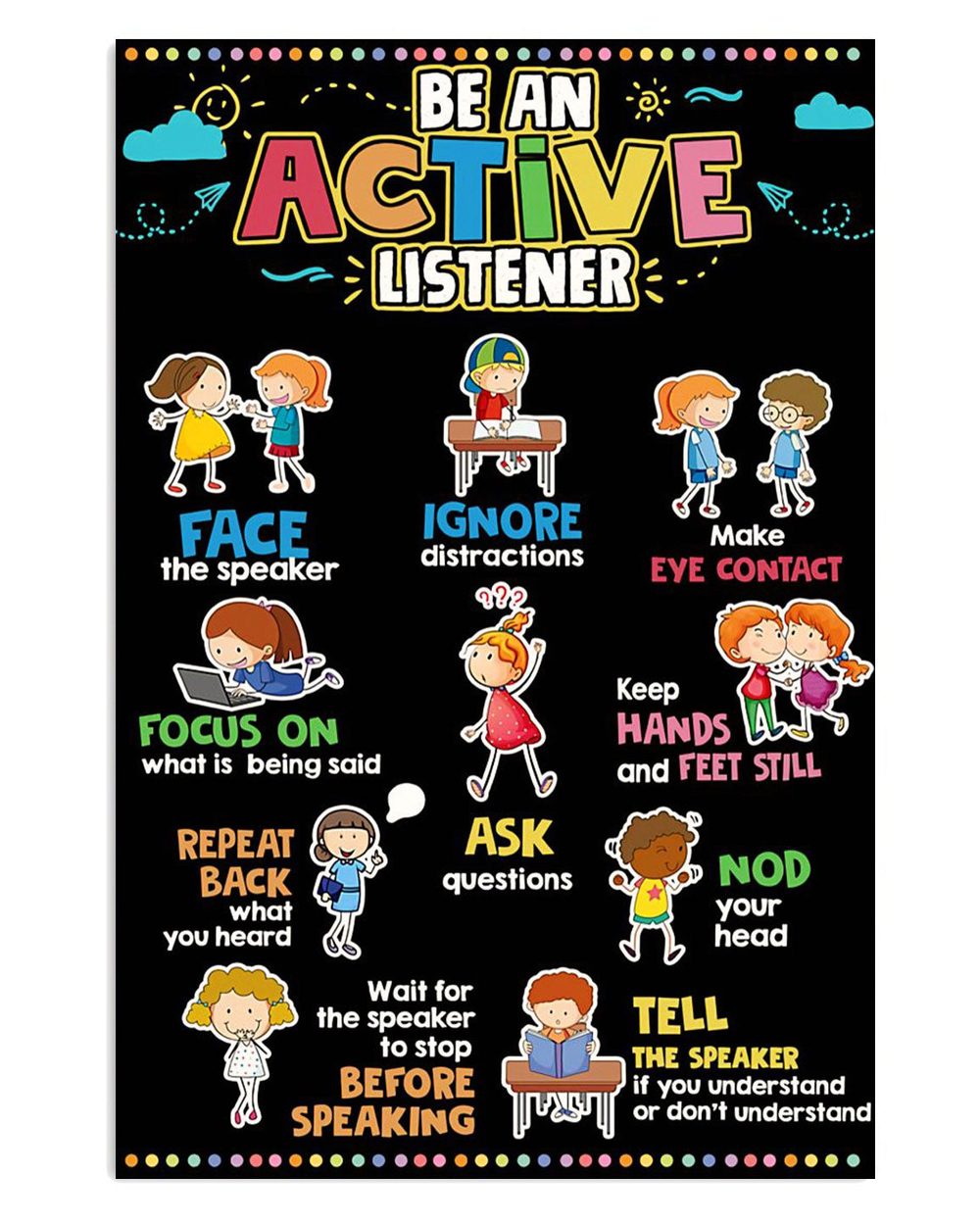 Teacher Classroom Active Listener Back To School Poster