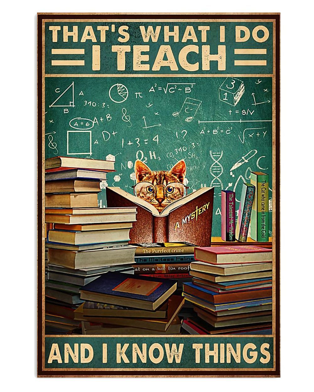 Teacher Classroom Cat I Teach And I Know Things Back To School Poster