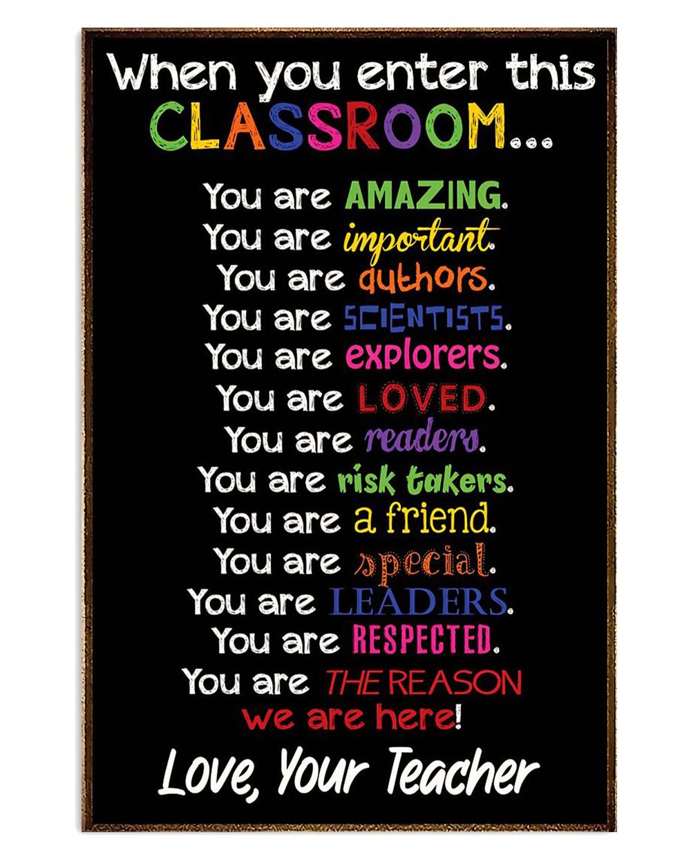 Teacher Classroom From Teacher To Student Back To School Poster