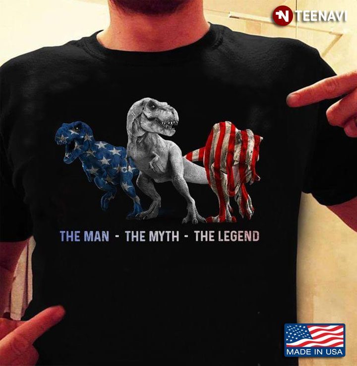The Man The Myth The Legend Patriotic Dinosaur American Flag  for DadShirt