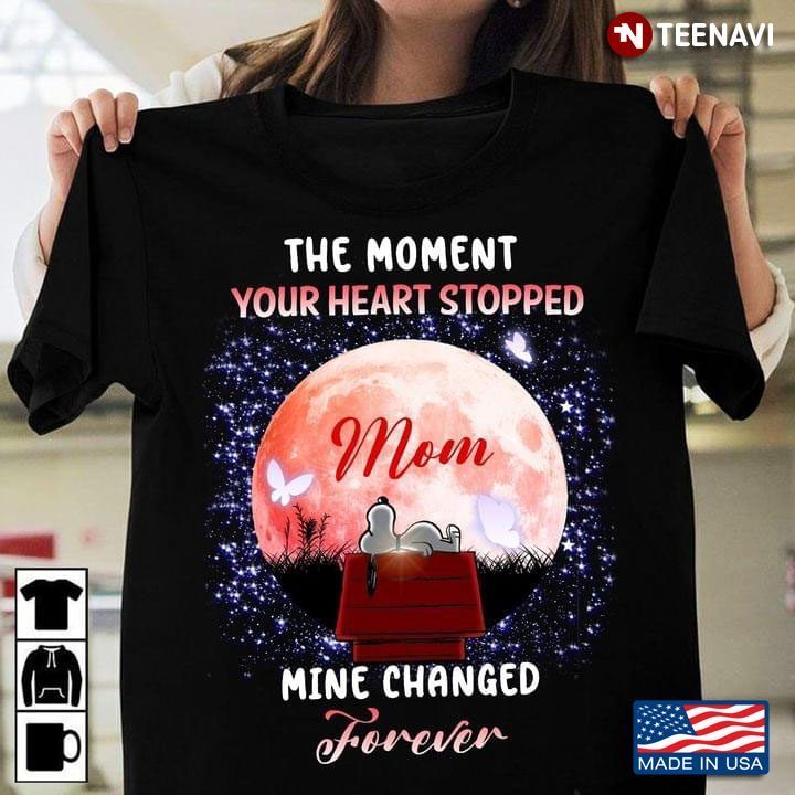 The Moment Your Heart Stopped Mine Changed Forever Red Moon and Starry Night Snoopy RemembranceShirt