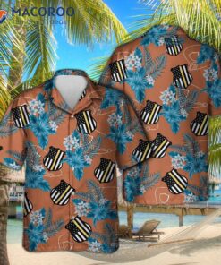 The Thin Blue Line Police Seamless Pattern Brown Hawaiian Shirts