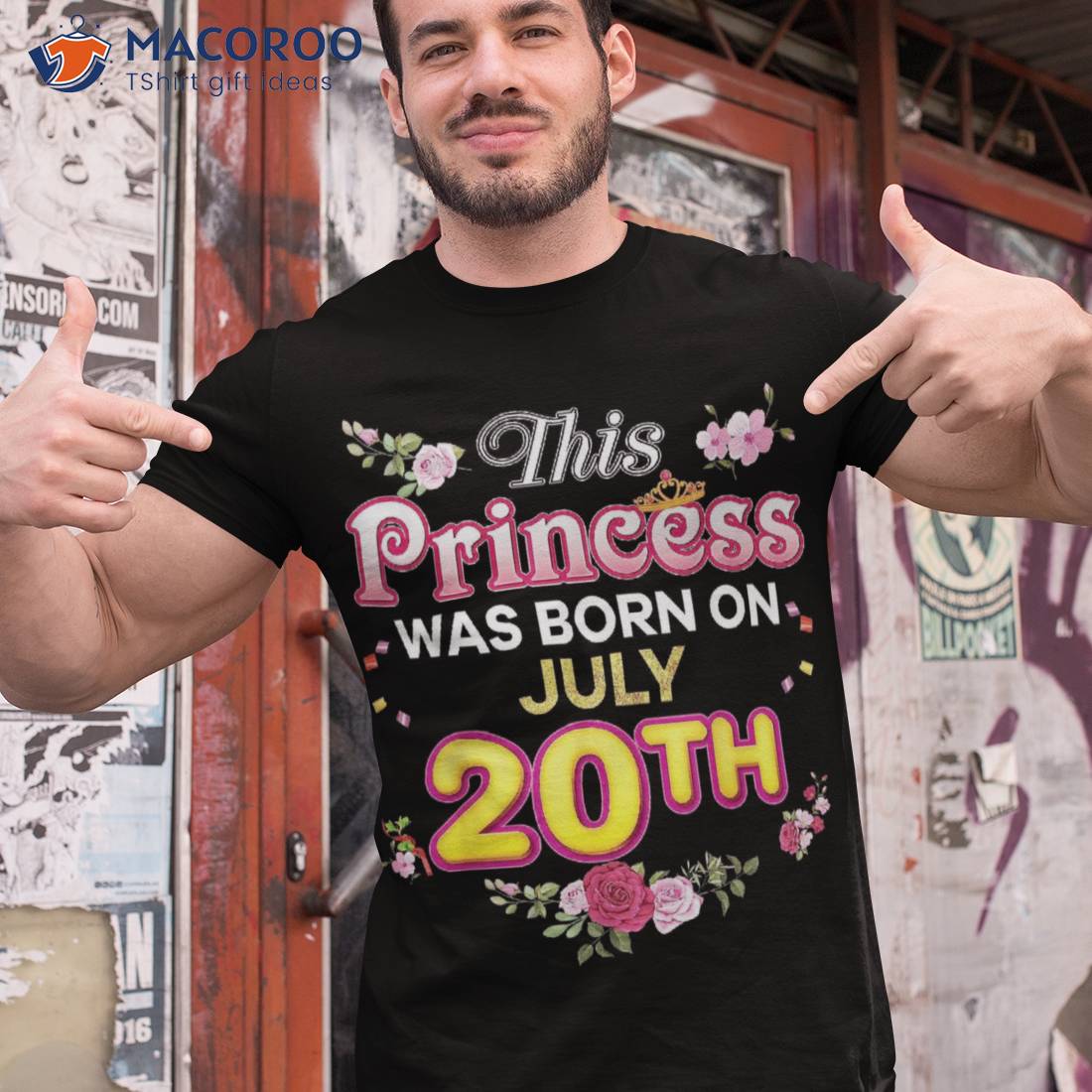 This Princess Was Born On July 20 20th Happy Birthday Flower Shirt