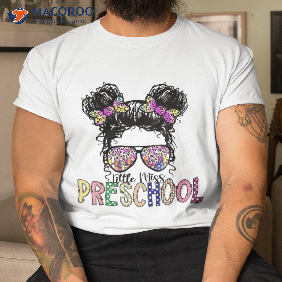 Tie Dye Little Miss Preschool Messy Bun Back To School Girl Shirt