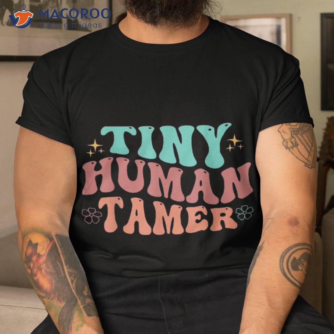 Tiny Human Tamer Groovy Teacher Life Happy Back To School Shirt