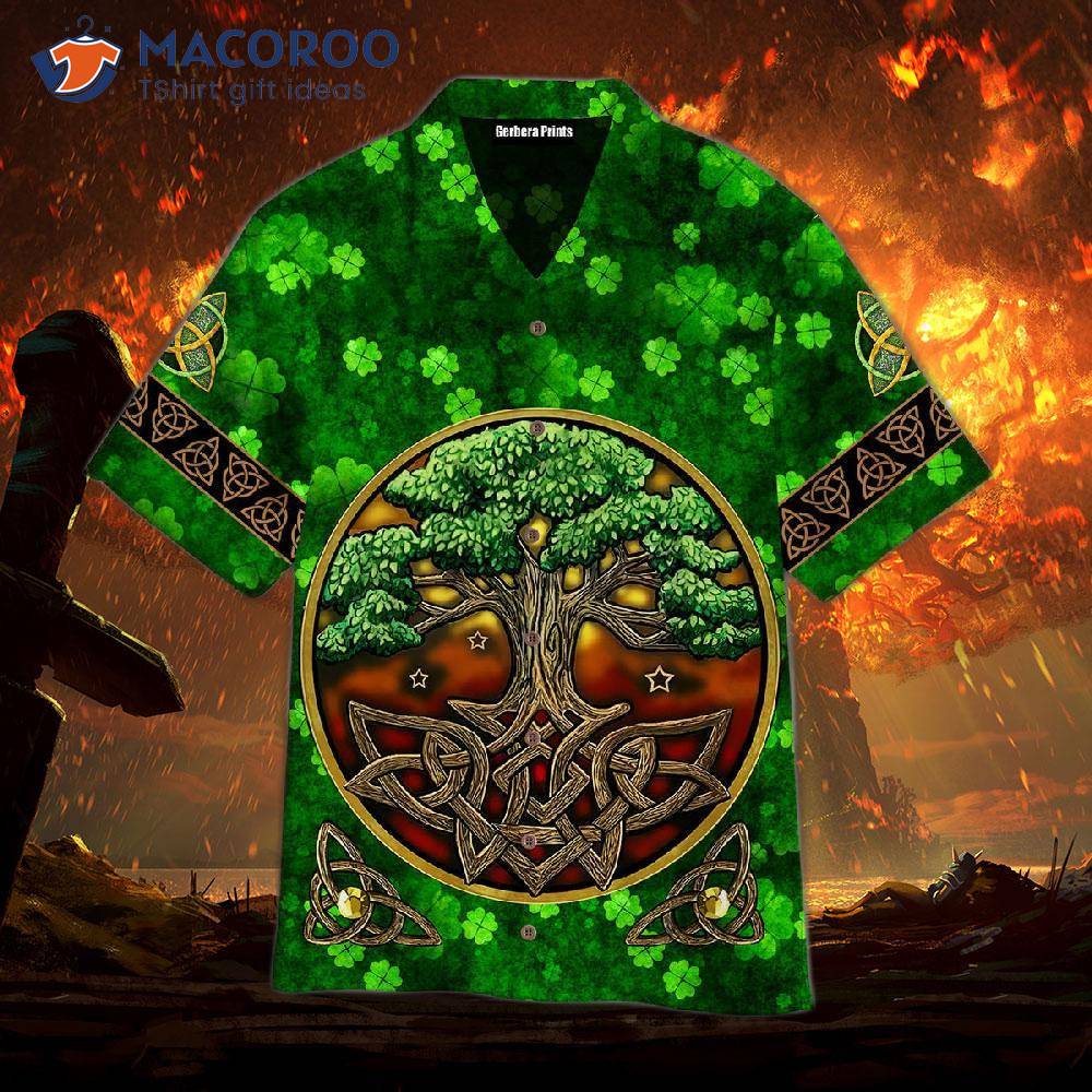 Tree Of Life Irish Saint Patrick's Day Clover Pattern Green Hawaiian Shirts