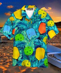Tropical Blue And Green Hawaiian Pickleball Shirts