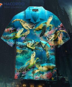 Turtles Under The Ocean Blue Hawaiian Shirts