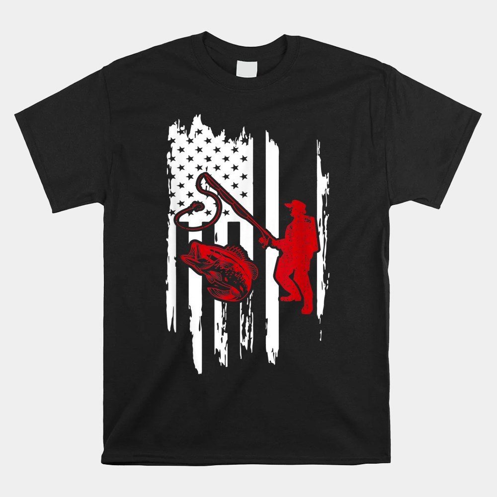 Usa Flag Fishing Fisherman Retro Vintage Shirt