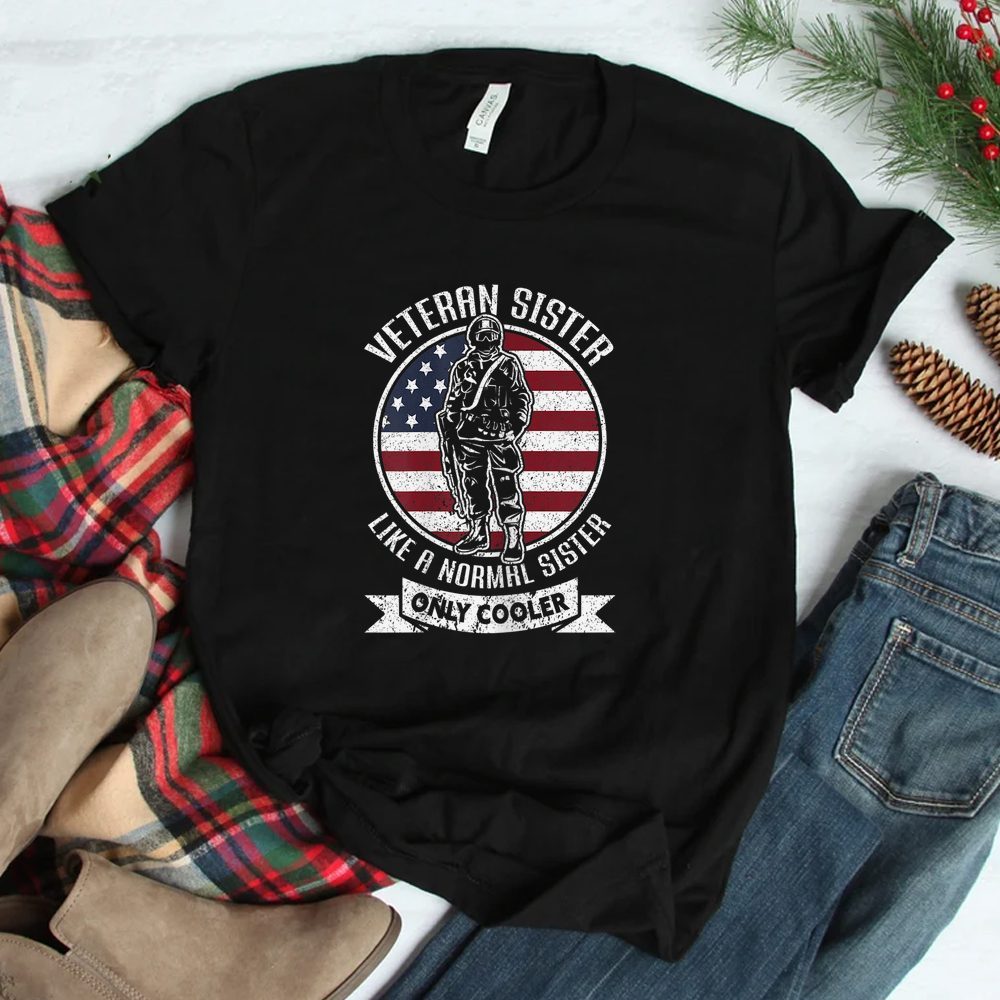 Veteran Sister Cooler Usa Flag Proud American Veteran Sister Shirt