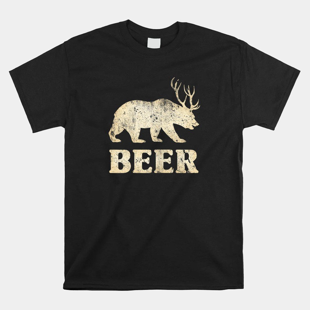 Vintage Bear Deer Funny Beer Shirt