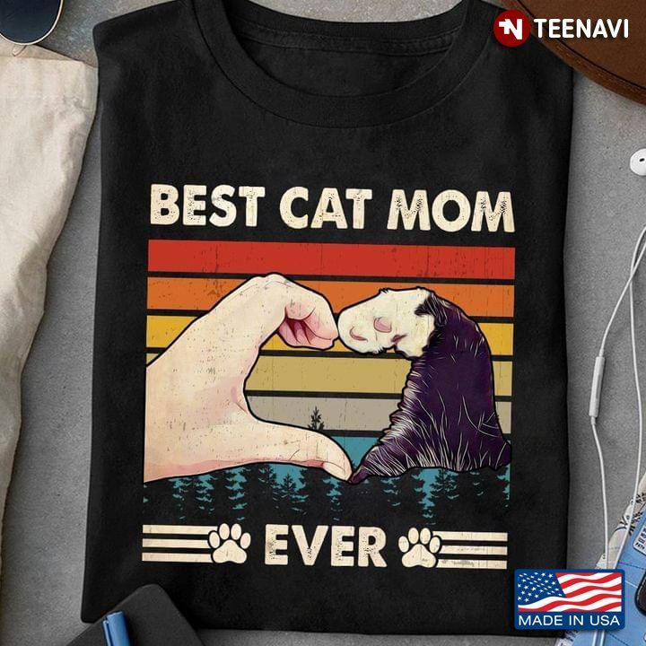 Vintage Best Cat Mom Ever For Cat LoverShirt
