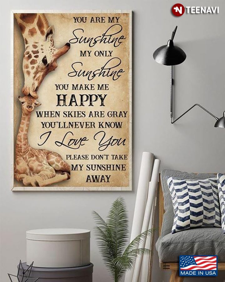 Vintage Giraffe Parent & Baby You Are My Sunshine LyricsShirt