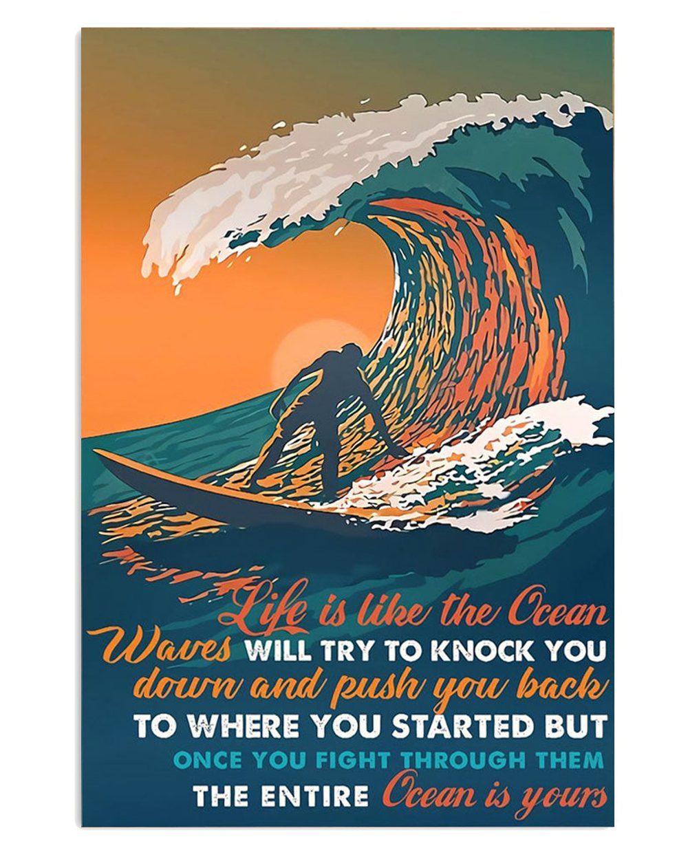 Water Surfing Life Is Like The Ocean Beach Surfer Poster