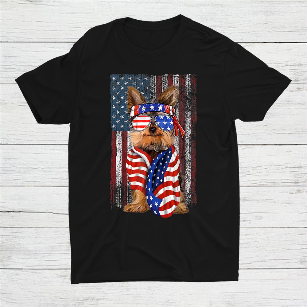 Yorkshire American Flag Patriotic Yorkie Dog 4th Of July Shirt