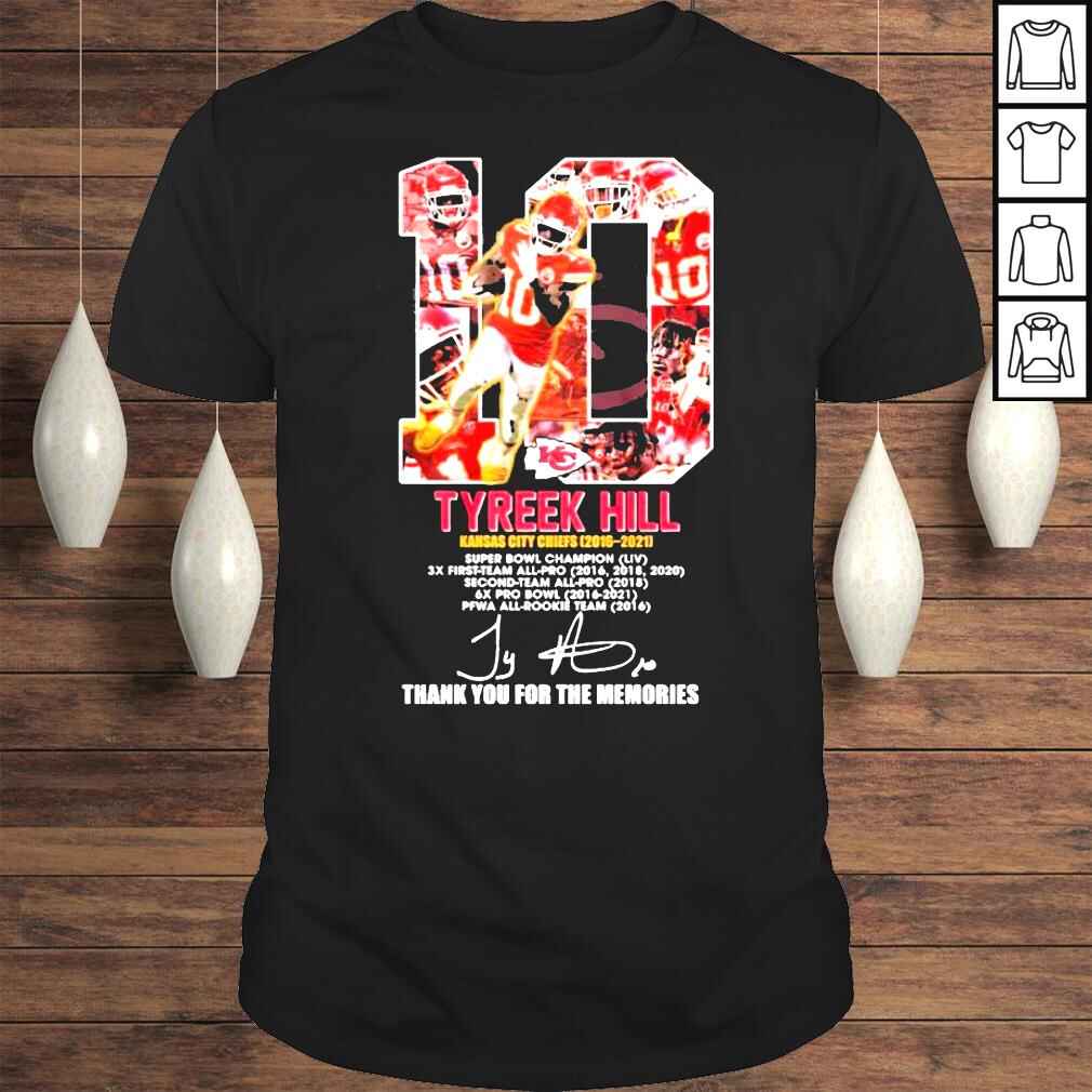 10 Tyreek Hill Kansas City Chiefs 20162021 signatures Super Bowl Champions LIV shirt