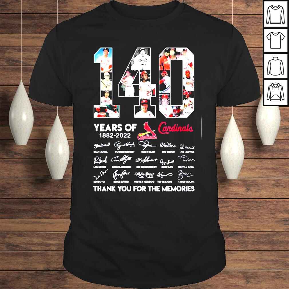 140 Years of Cardinals 1882 2022 signatures thank you for the memories shirt