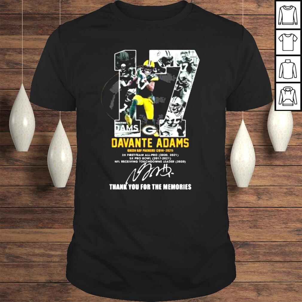 17 Davante Adams Green Bay Packers 2014 2021 thank you for the memories signature shirt