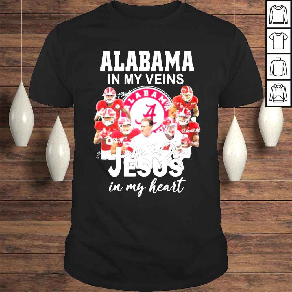 2022 Alabama Crimson Tide in my veins Jesus in my heart signatures shirt