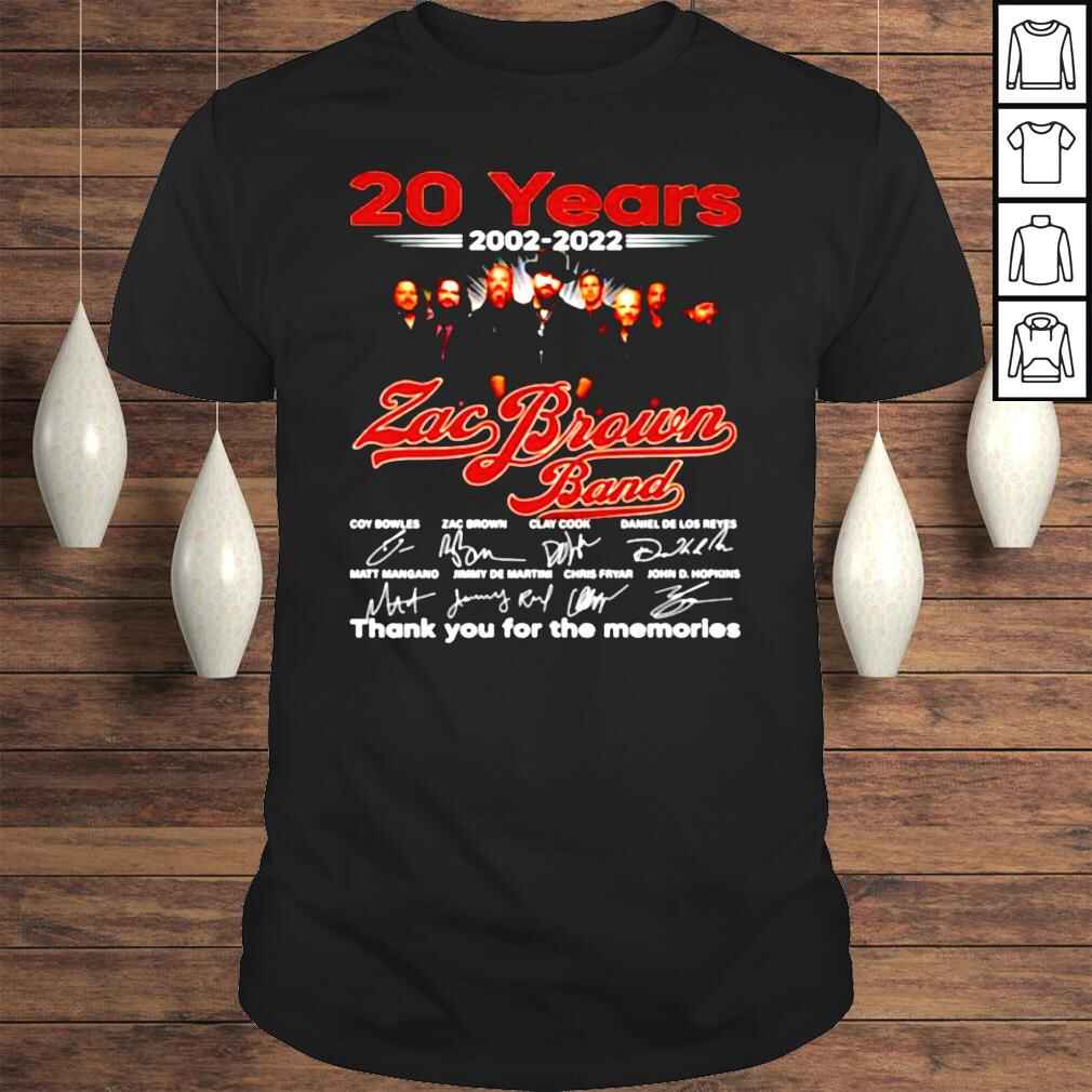 20 Years 2002 2022 Zac Brown Thank You For The Memories Shirt