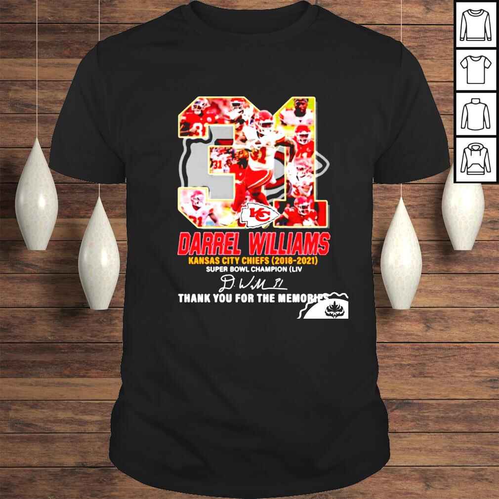 31 Darrel Williams Kansas City Chiefs 2018 2021 thank you for the memories signature shirt