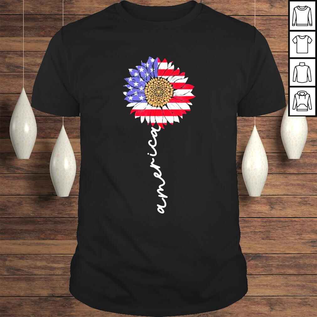 4th Of July America Sunflower US Patriotic American USA Flag TShirt