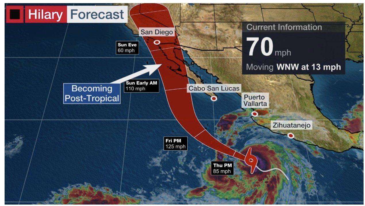 Tropical Storm Hilary Forms, Forecast To Become A Hurricane; Remnant To Soak California