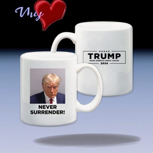 Trump 2024 Never Surrender White Coffee Mug