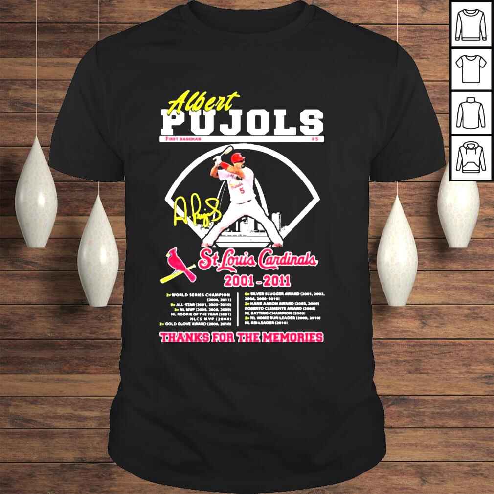 albert Pujols St Louis Cardinals 2001 20111 signatures thank you for the memories shirt
