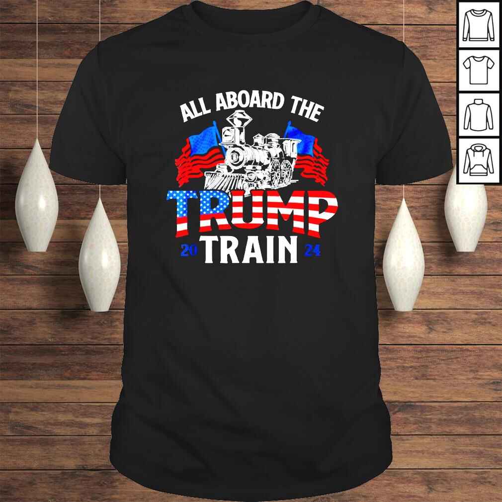 All aboard Trump train 2024 vintage American flag shirt