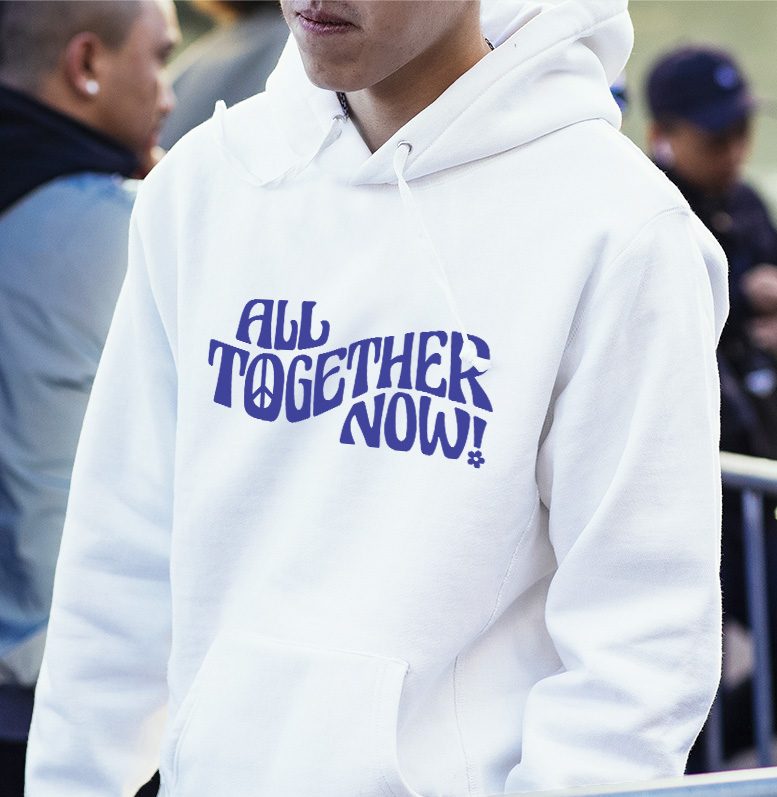 All Together Now Vintage Graphic Peace Logo Hoodie