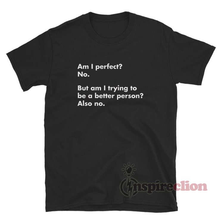 Am I Perfect No But Am I Trying To Be A Better Person Also No T-Shirt