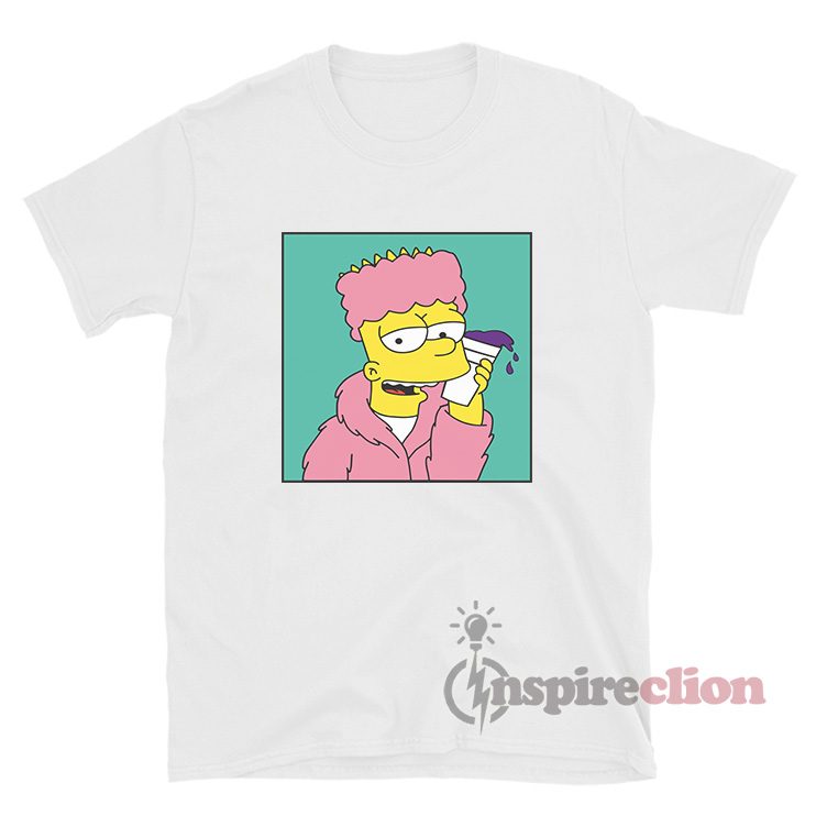 Bart On Codeine Lean Drink Pink Hip Hop Style T-Shirt Clothes