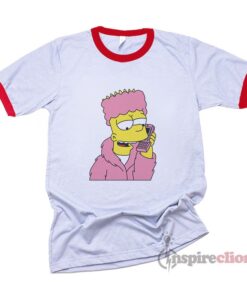 Bart Simpson Camron Dipset Killa Bart Pink Meme Hip Hop Ringer T-Shirt