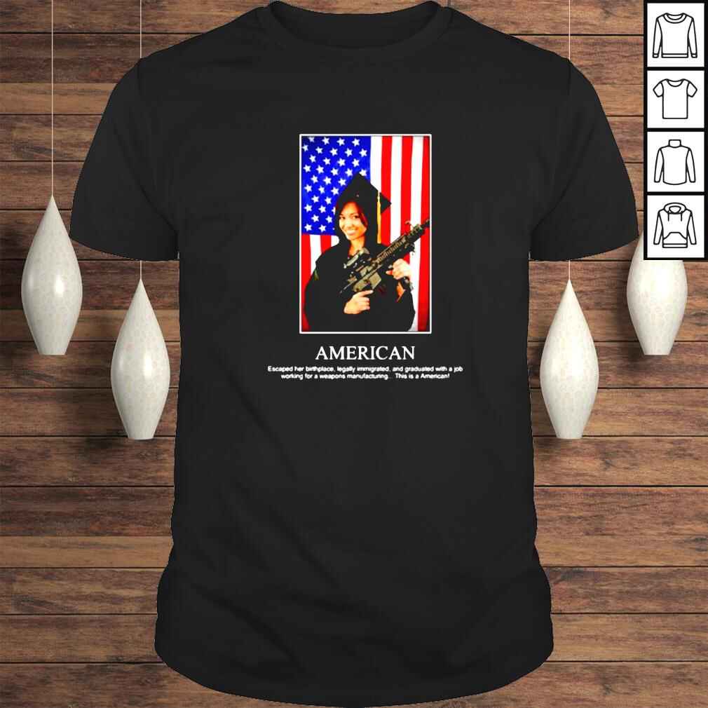 funny America flag and gun a job working for a weapons manufacturing shirt