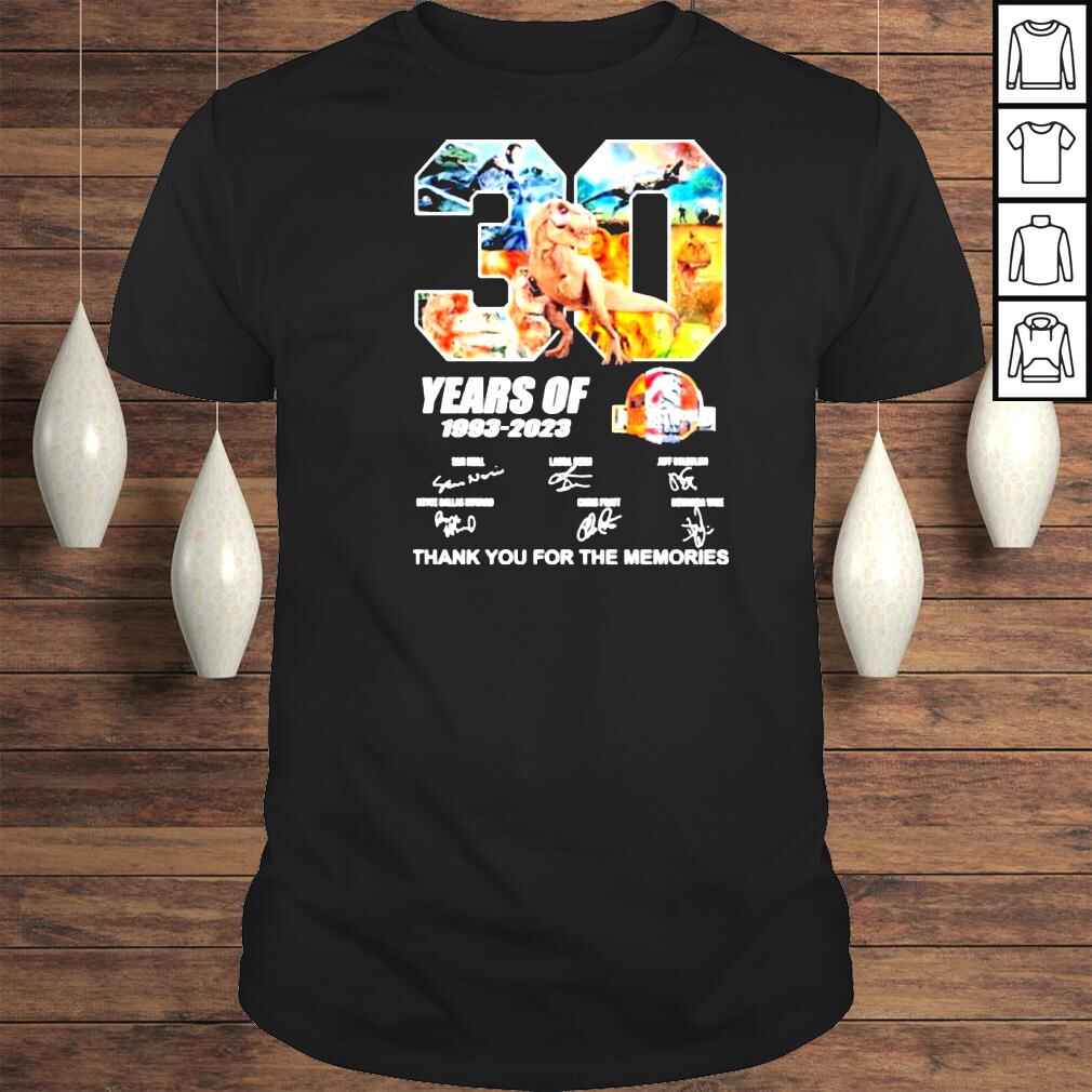 Jurassic World 30 Years Of 19932023 Signatures Thank You For The Memories Shirt