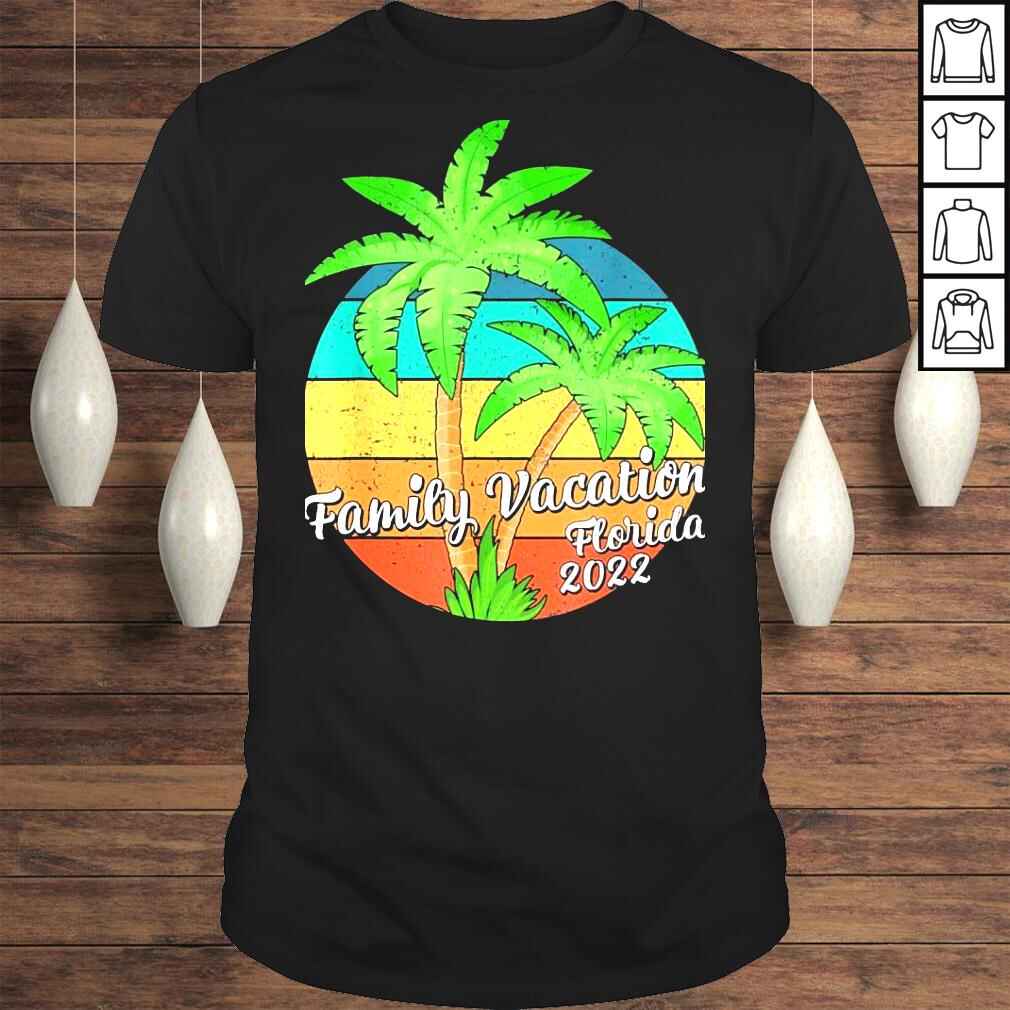Palm tree vintage sunset family vacation 2022 Florida beach shirt