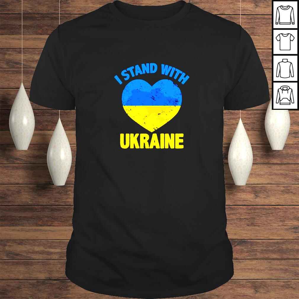 Support Ukrainian Flag I Stand With Ukraine Map Heart Pullover TShirt