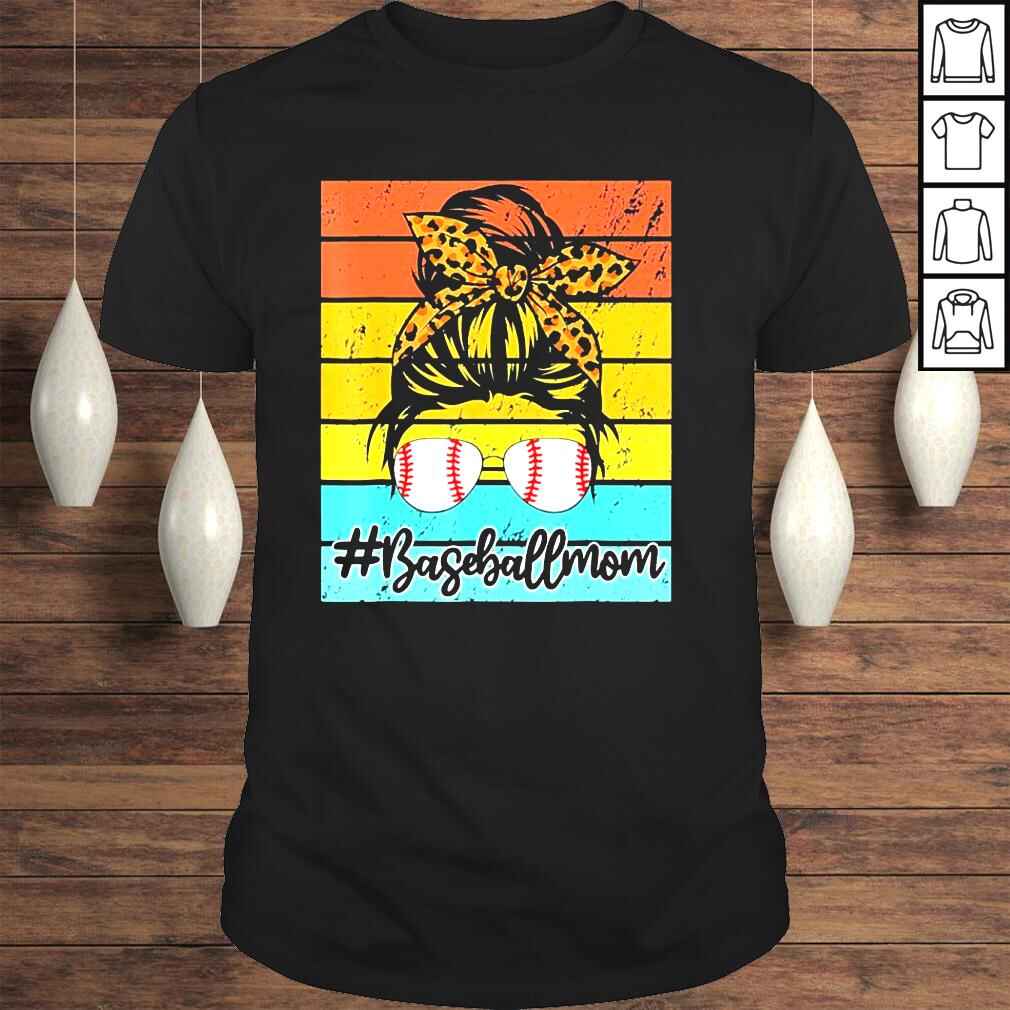 Vintage baseball mom messy bun softball mom mothers day shirt