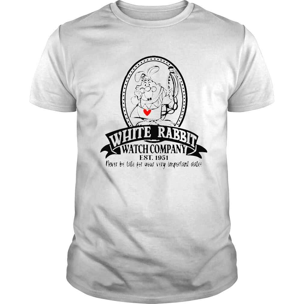 White Rabbit Watch Company Est 1951 never be late for your shirt
