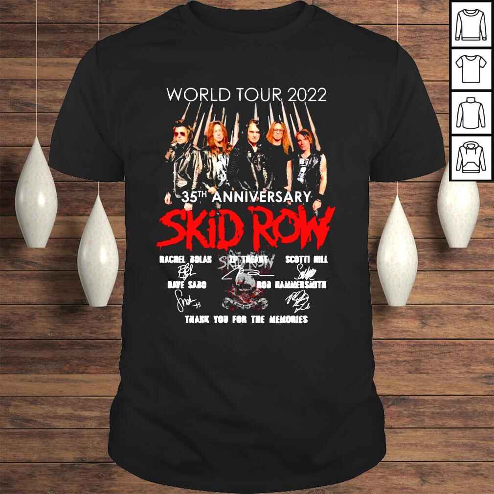 World Tour 2022 35th Anniversary Skid Row thank You for the memories signatures shirt