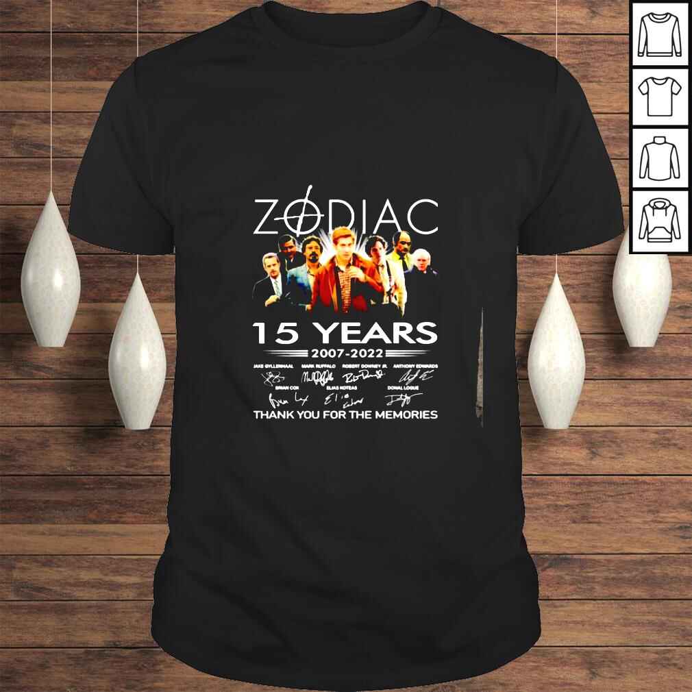 Zodiac 15 years 20072022 thank you for the memories signtures shirt