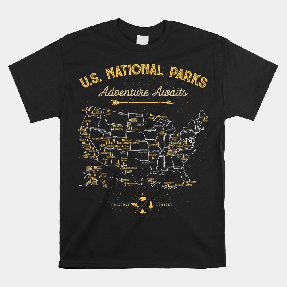 63 National Parks Map Us Park Shirt