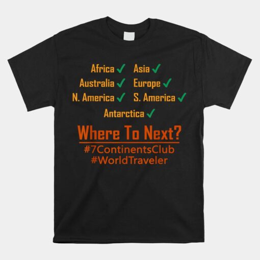 7 Continents World Traveler For Travel Enthusiasts Shirt