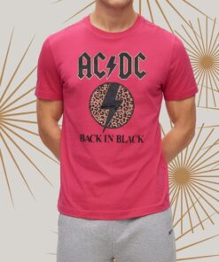 AC DC Back in Black Leopard Print Logo T-shirtst