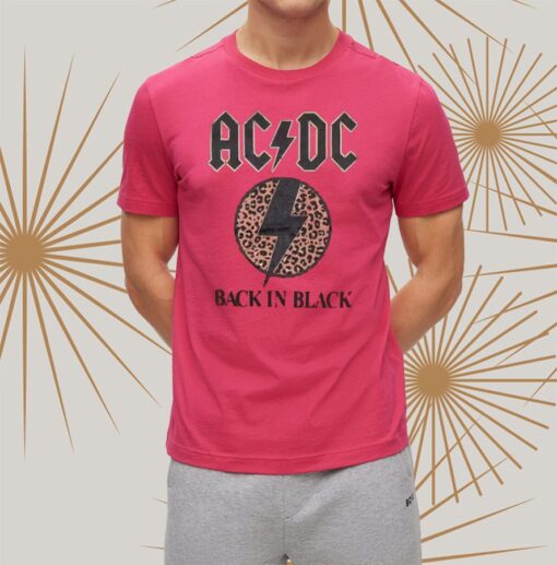 AC DC Back in Black Leopard Print Logo T-shirtst