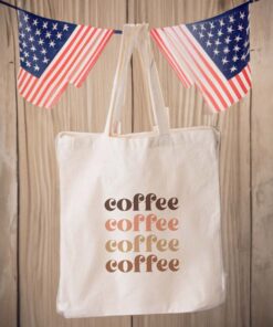 Coffee Tote Bags, Natural Canvas Tote, Coffee Lovers, Espresso, Gifts Under 20, Christmas, Birthday, Shopping Bag