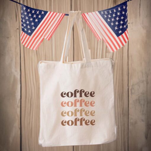 Coffee Tote Bags, Natural Canvas Tote, Coffee Lovers, Espresso, Gifts Under 20, Christmas, Birthday, Shopping Bag