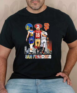 San francisco sports stephen curry Joe Montana and buster posey signatures skyline 2023 T-shirts